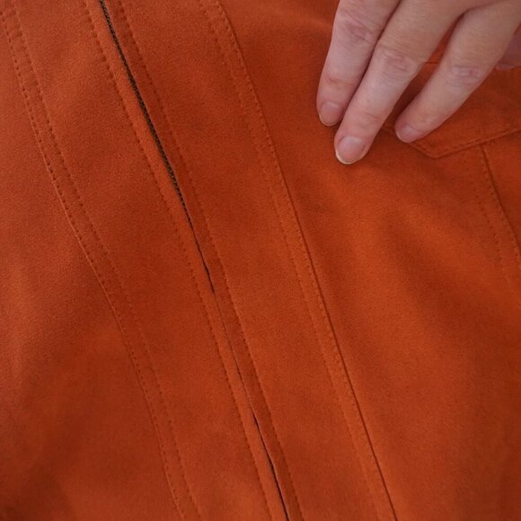 Vintage Conrad C Burnt Orange Faux Suede Zip Up Blazer Jacket 16 - Picture 12 of 16